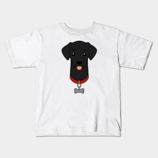 Cartoon Illustrated Black Labrador Retriever With Dog Bone Collar Kids T-Shirt